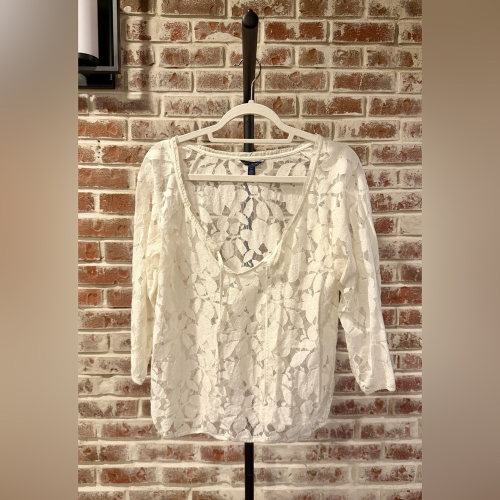 American Eagle Outfitters White Lace Top